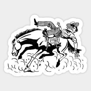 Jump Up Rodeo Taming Horse Western Cowboy Retro Comic Sticker